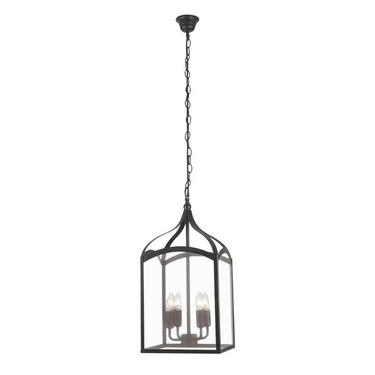 Metal Pendant with 4 Panels of Clear Glass